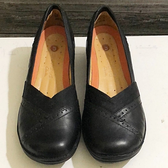 Clarks 86325 Unstructured Black Med Wedge Pumps Comfort Shoe Size 10 - Picture 2 of 8